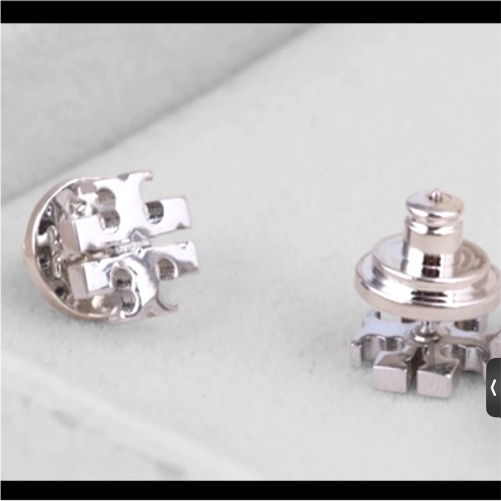 Rare Tory Burch Silver Logo Stud Earrings